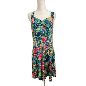 Vtg Royal Creations Large Hawaiian Pineapple Floral Fit & Flare Rockabilly Dress